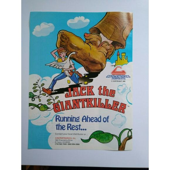 Victory Jack The Giant Killer Arcade Game AD Pullout Advertising Sheet Vintage - Picture 2 of 3